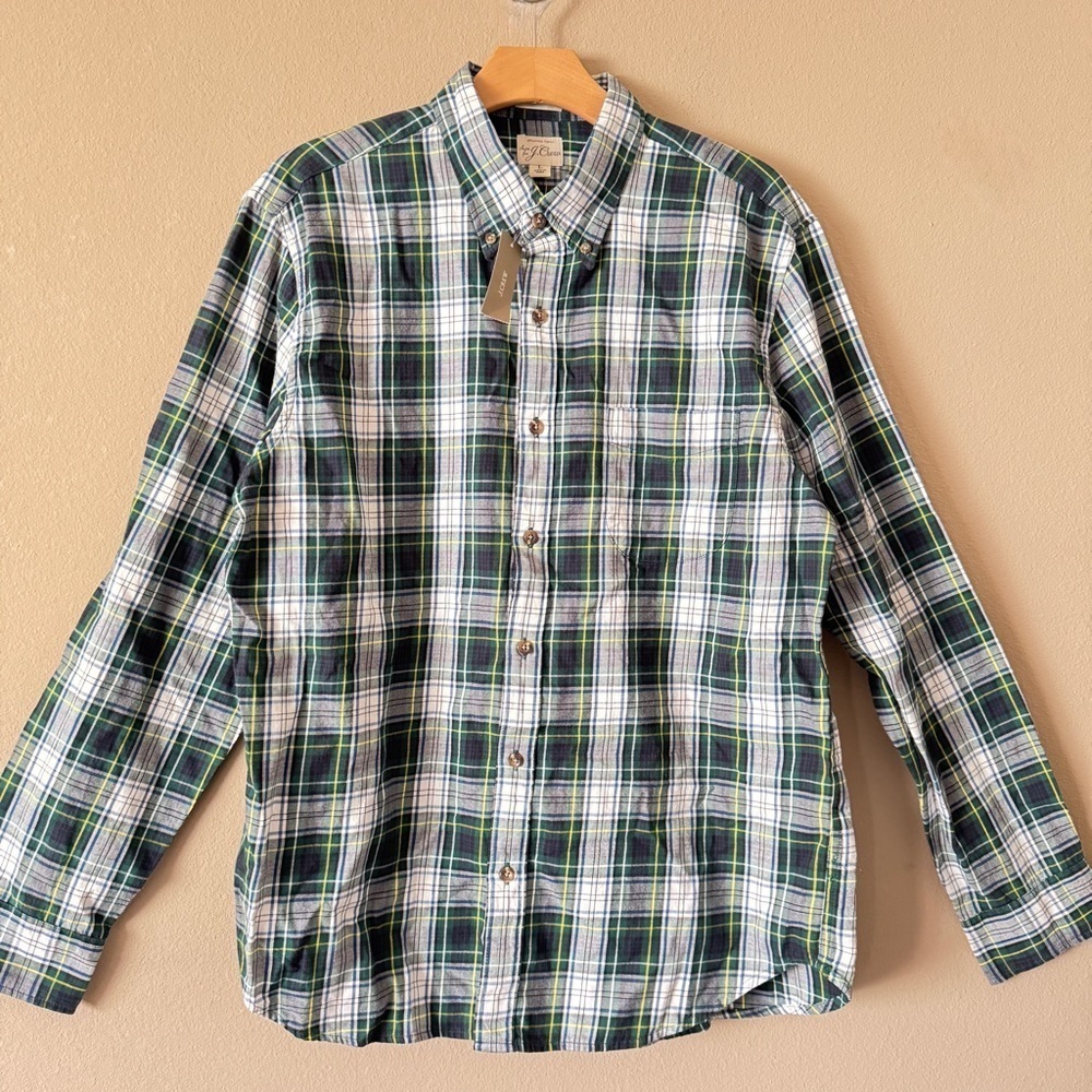 NWT J.Crew Men's Brushed Twill Flannel Slim Untucked Shirt Size L